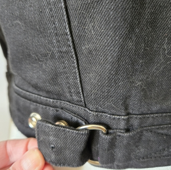 VALFRE Black Denim Jacket with Butterfly Back. Size Small - Picture 9 of 16